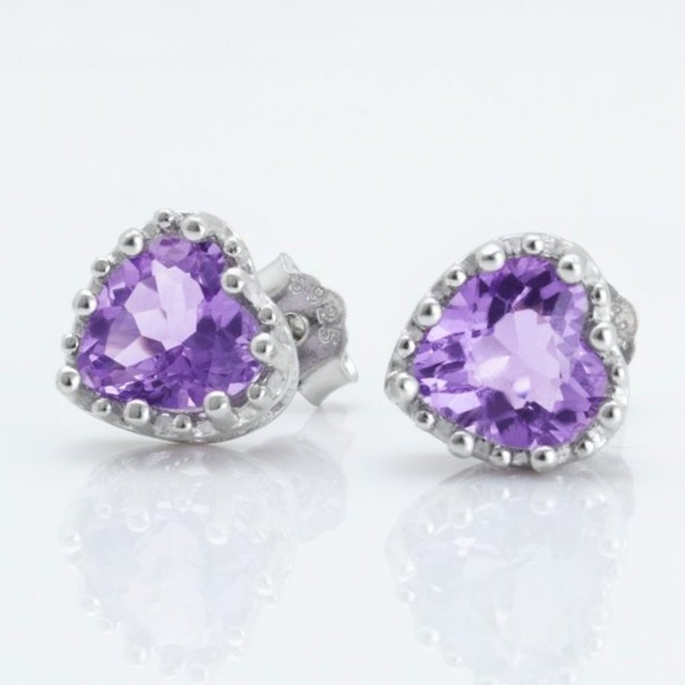 Natural Amethyst Sterling Silver Earrings